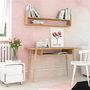 Hanah Home Mesa de Estudio Roble 120x60x74cm, Escritorio con Estante y Estantería de Pared, Tablero Partículas Melamina 18mm